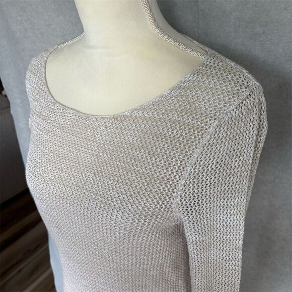 Old Navy Women's Oatmeal Long Sleeve Open Waffle Knit Pullover Sweater M - Picture 2 of 6